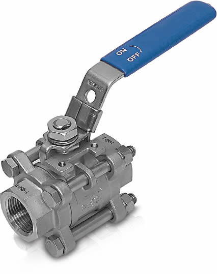 3 PARÇALI TAM GEÇİŞLİ AKTUATOR BAĞLANTILI 1000 WOG DİŞLİ KÜRESEL VANA